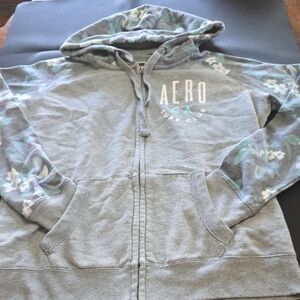 Aeropostale Gray and Floral Hoodie